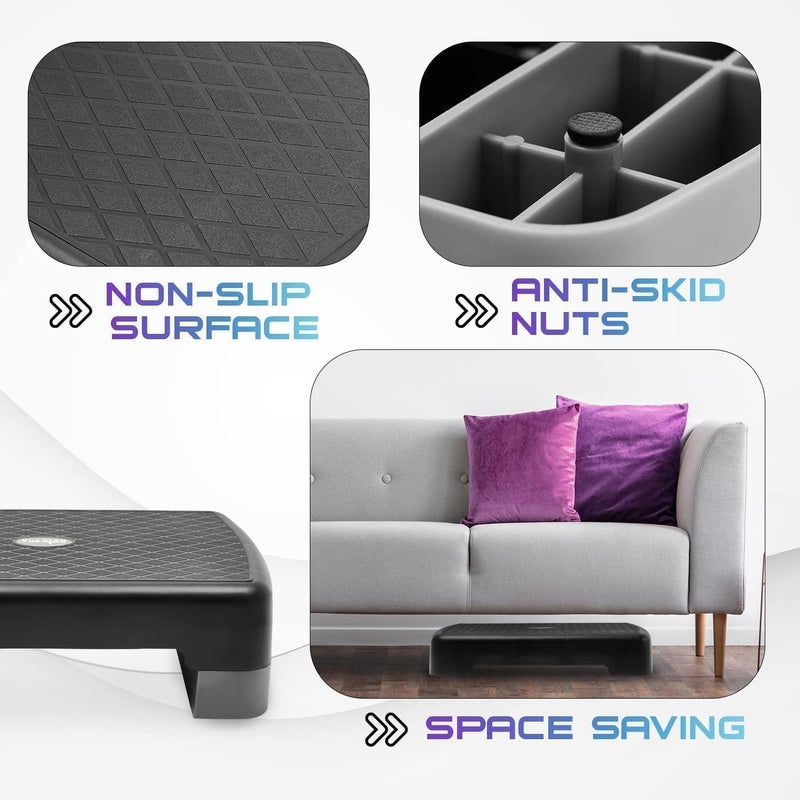 Yes4All 18.9" Aerobic Exercise Step Platform with 2 Risers, Adjustable Height Workout Stepper 3" 5.1" for Home Gym - Image 5